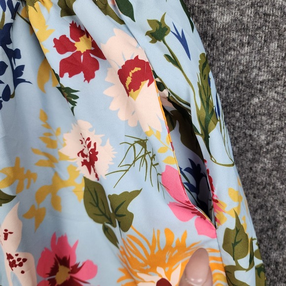 BloomChic Floral Maxi Dress Women Size 18-20 Blue Smocked Square Neck Pockets - Picture 7 of 10